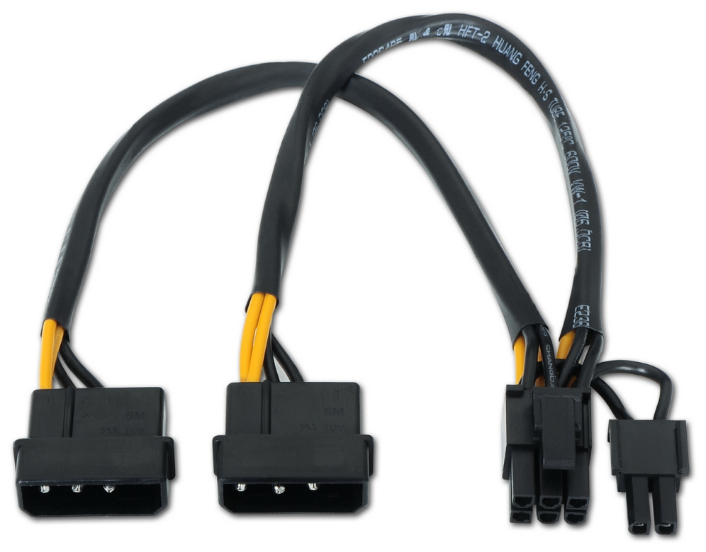 CABLE AISENS TARJETA GRA?FICA 2XMOLEX 4PIN M-PCI-E(MOLEX 6+2PIN) M 20CM - detalle