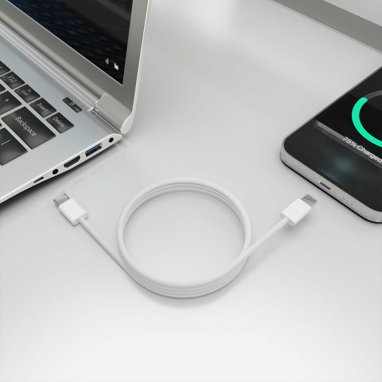 CABLE AISENS USB 2.0 3A 60W APPLE USB-C/M-USB-C/M BLANCO 1.0M - detalle