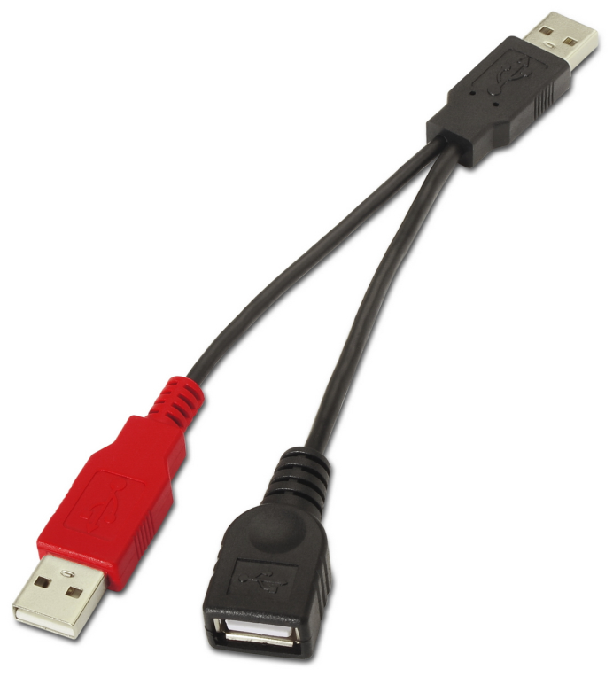 CABLE AISENS USB 2.0 A/M+A ALIMENTACION/M-A/H NEGRO 15CM - detalle