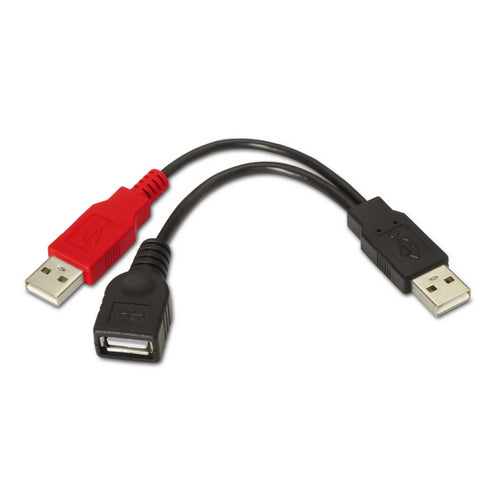 AISENS A101-0030 cable USB USB 2.0 0.15 m 2 x USB A USB A Negro. Rojo