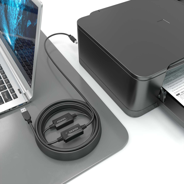 CABLE AISENS USB 2.0 AMPLIFICADOR TIPO A/M-B/M NEGRO 15M - detalle