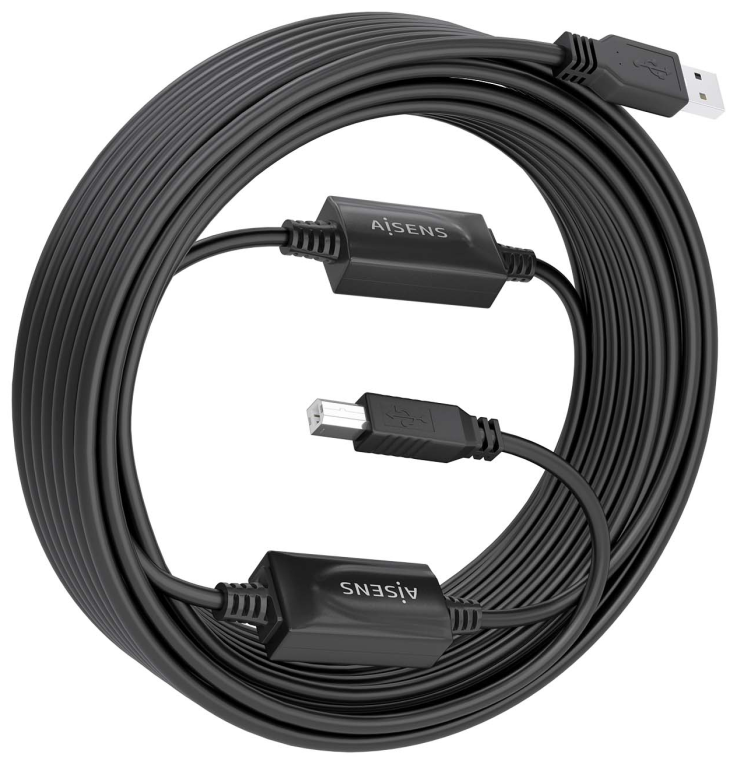 CABLE AISENS USB 2.0 AMPLIFICADOR TIPO A/M-B/M NEGRO 15M - detalle