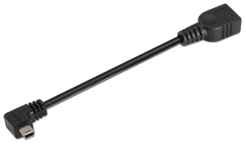 CABLE AISENS USB 2.0 OTG ACODADO TIPO MINI B/M-A/H NEGRO 15CM