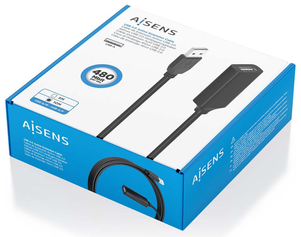 CABLE AISENS USB 2.0 PROLONGADOR AMPLIFICADOR A/M-A/H NEGRO 10M - detalle