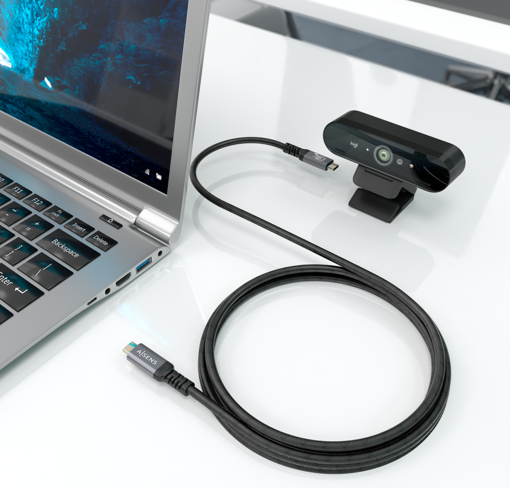 CABLE AISENS USB 3.2 GEN2x2 20GBPS 8K30HZ 5A 100W E-MARK C/M-C/M 3M - detalle