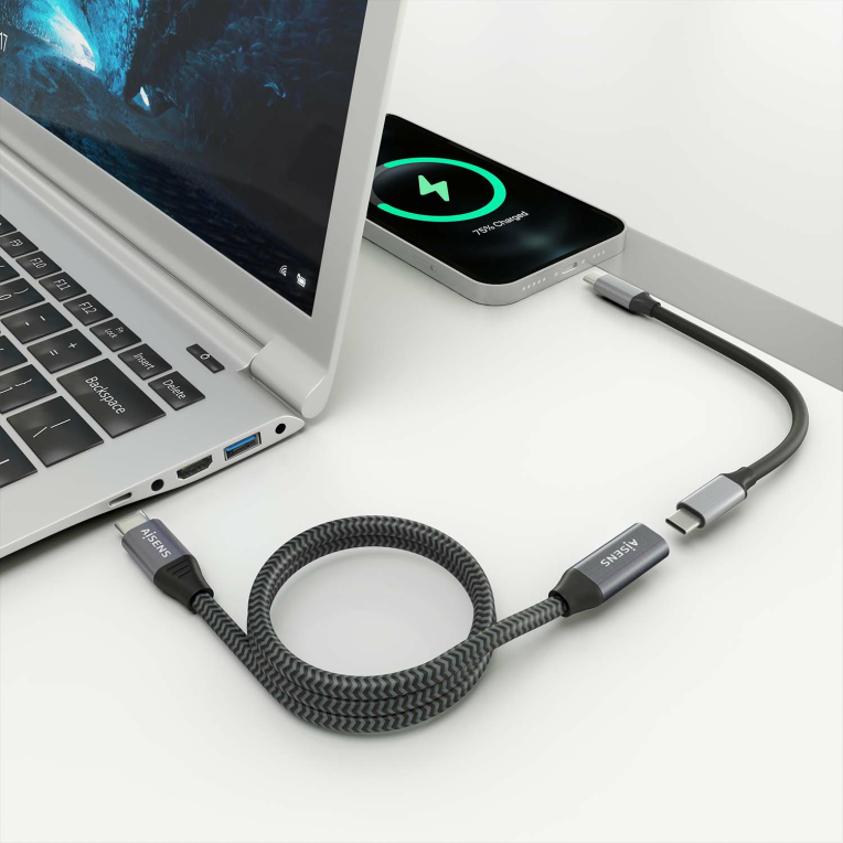 CABLE AISENS USB 3.2 GEN2X2 ALU 20GBPS 8K30 5A 100W USB-C M/H 2.0M - detalle