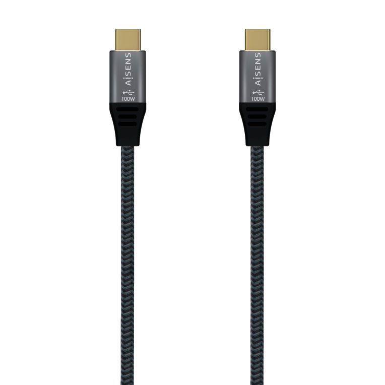 AISENS - USB 3.2 Gen2x2 Aluminum Cable 20Gbps 8K@30Hz 5A 100W E-Mark. Type USB-C/M-USB-C/M. Grey. 1.5 m
