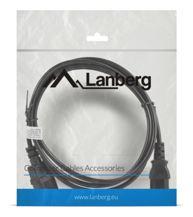 CABLE ALARGADOR LANBERG ALIMENTACION CPU IEC320 C13 H/IEC320 C14 M 1.8M - detalle