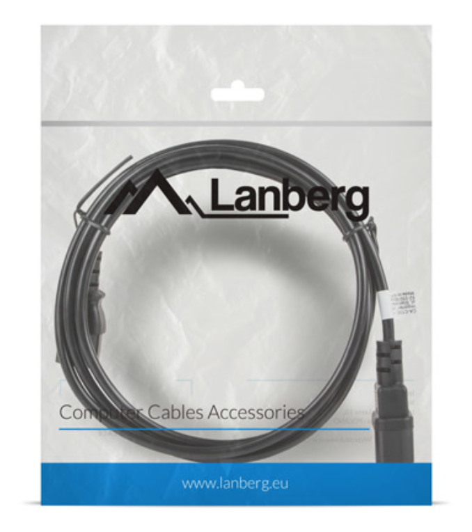 CABLE ALARGADOR LANBERG ALIMENTACION CPU IEC320 C13 H/IEC320 C14 M VDE 1.8M - detalle
