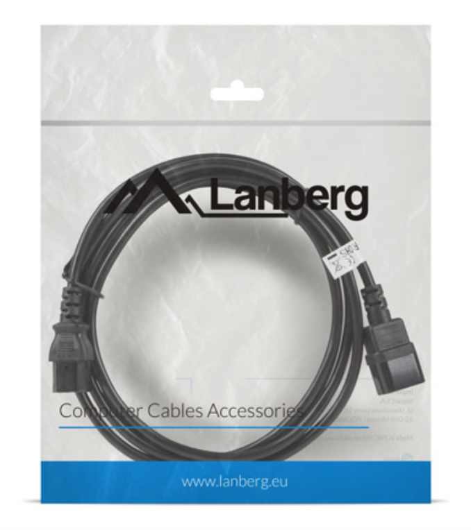 CABLE ALARGADOR LANBERG ALIMENTACION CPU IEC320 C13 H/IEC320 C14 M VDE 3M - detalle