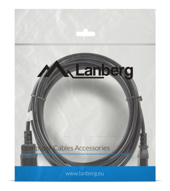 CABLE ALARGADOR LANBERG ALIMENTACION CPU IEC320 C13 H/IEC320 C14 M VDE 5M - detalle