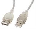 CABLE ALARGADOR LANBERGUSB 2.0 MACHO HEMBRA FERRITA 1.8M TRANSPARENTE