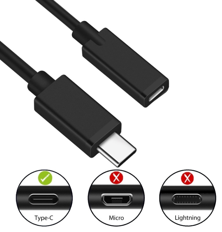 CABLE ALARGADOR USB 2.0 EWENT USB-C MACHO USB-C HEMBRA 1,8m NEGRO - detalle