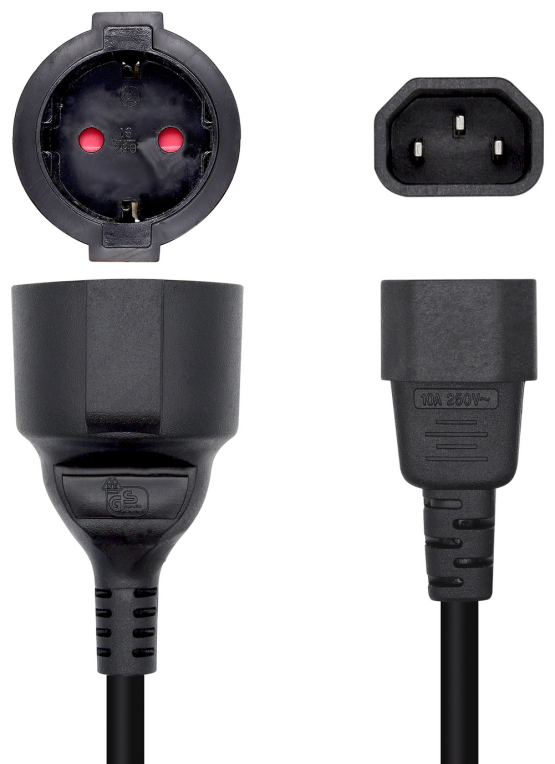 CABLE ALIMENTACION AISENS 16A C14 M A CEE7 H 25CM - detalle
