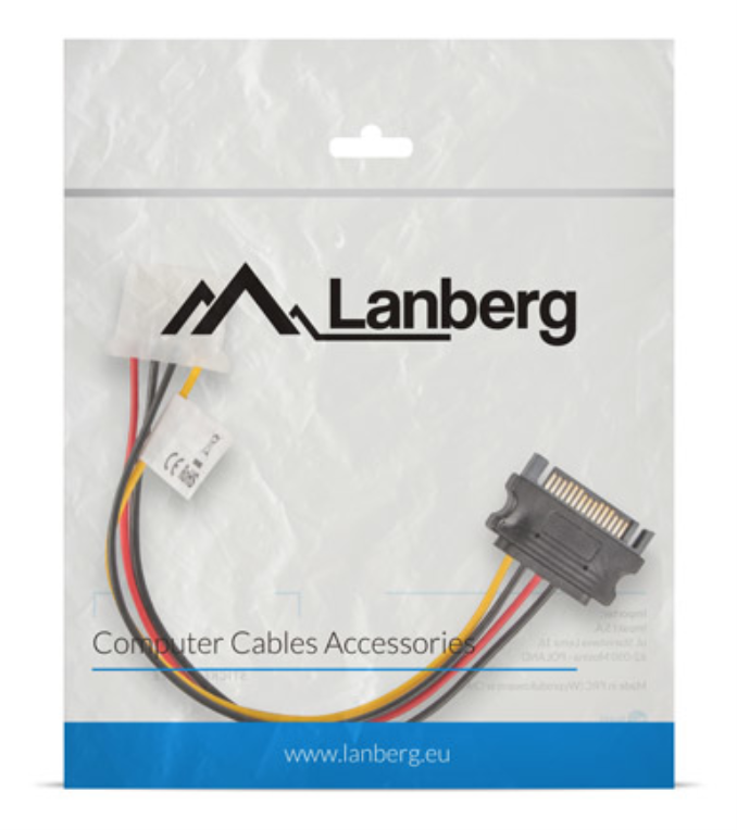CABLE ALIMENTACION LANBERG MOLEX HEMBRA/SATA MACHO 15CM - detalle