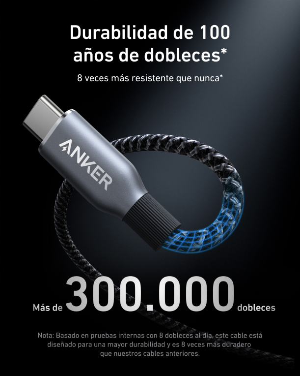 CABLE ANKER ANKER PRIME USB-C TO USB-C CABLE (3FT 240W UPCYCLED-BRAIDED) - detalle
