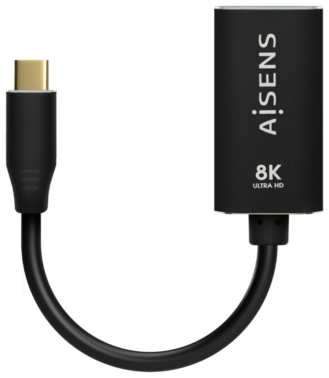CABLE CONVERSOR AISENS ALUMINIO USB-C A DISPLAYPORT 8K60HZ NEGRO 15CM - detalle