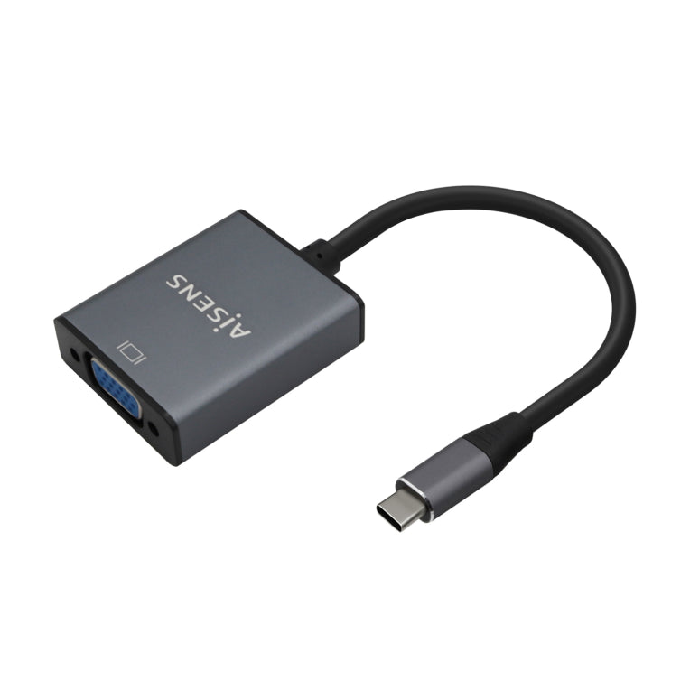 Conversor USB-C a VGA de aluminio AISENS. USB-C/M-HDB15/H. Gris. 15 cm