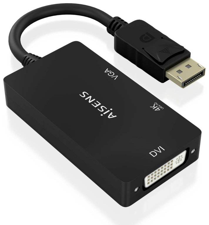 CABLE CONVERSOR AISENS DISPLAYPORT V1.2 A VGA/DVI/HDMI 4K NEGRO 15CM