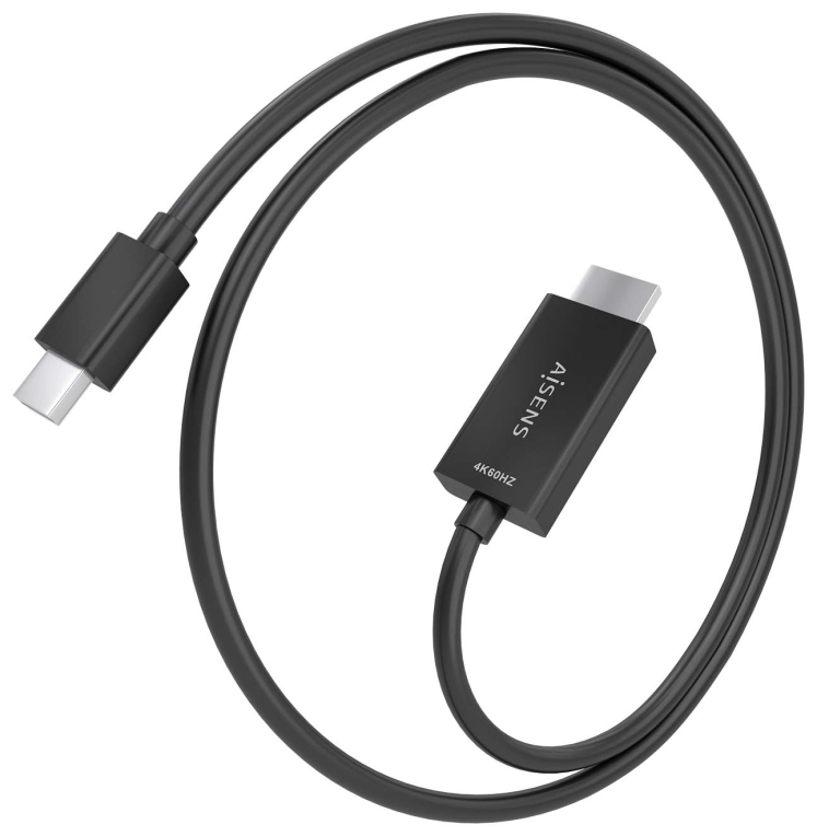 CABLE CONVERSOR AISENS MINI DP/M A HDMI/M 4K@60HZ NEGRO 1.0M - detalle