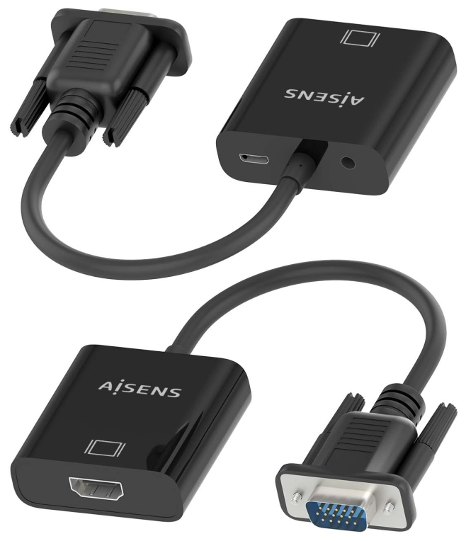CABLE CONVERSOR AISENS SVGA/M+JACK 3.5/H+USB MICROB/H A HDMI A/H 20CM - detalle