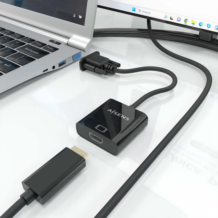 CABLE CONVERSOR AISENS SVGA/M+JACK 3.5/H+USB MICROB/H A HDMI A/H 20CM - detalle