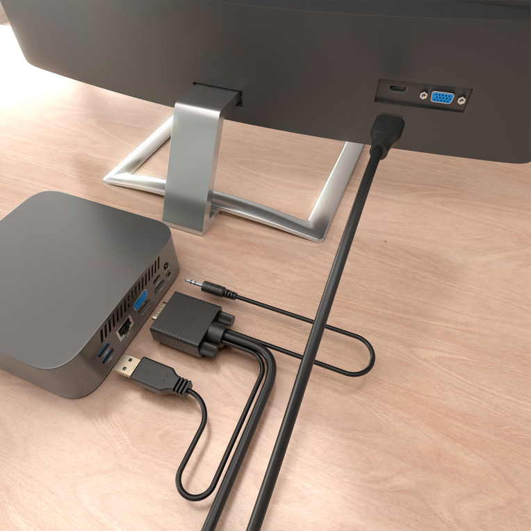 CABLE CONVERSOR AISENS SVGA/M+JACK 3.5/M+USB-A/M A HDMI A/M 1M - detalle