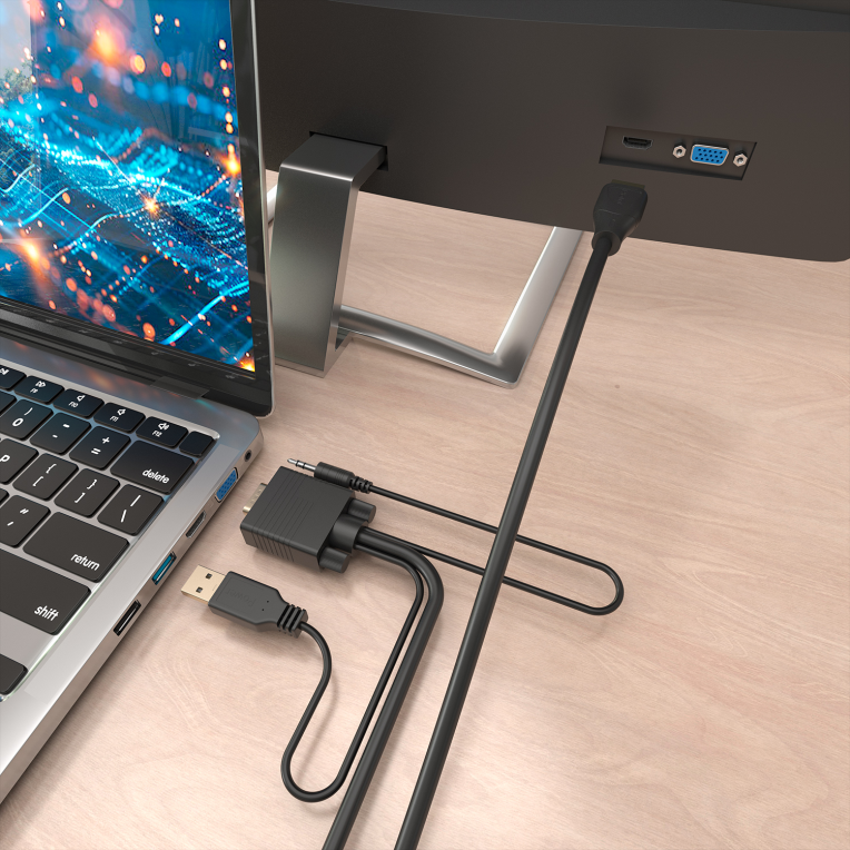 CABLE CONVERSOR AISENS SVGA/M+JACK 3.5/M+USB-A/M A HDMI A/M 2M - detalle