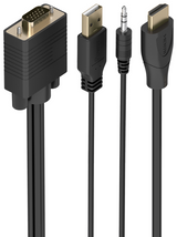 AISENS Cable Conversor SVGA+Audio a HDMI. SVGA/M+Jack 3.5/M+USB-A/M-HDMI A/M. Negro. 1.5m
