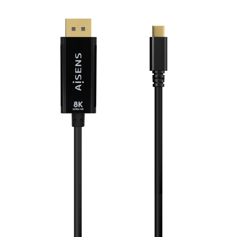 Cable conversor AISENS USB-C a DisplayPort 8K@60Hz. USB-C/M-DP/M. Negro. 0,8 m.