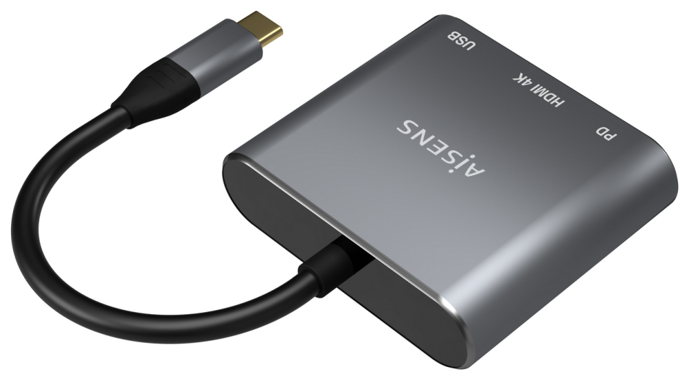CABLE CONVERSOR AISENS USB-C A HDMI/USB-C PD/USB 3.0 TIPO-A GRIS 15CM - detalle
