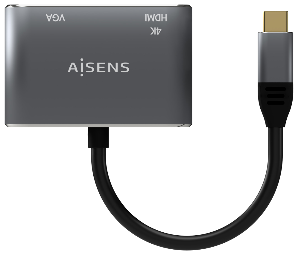 CABLE CONVERSOR AISENS USB-C A VGA/HDMI 4K GRIS 15CM - detalle