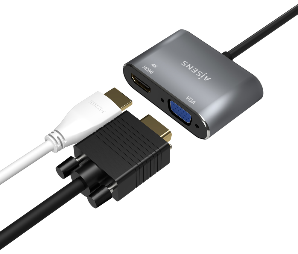 CABLE CONVERSOR AISENS USB-C A VGA/HDMI 4K GRIS 15CM - detalle