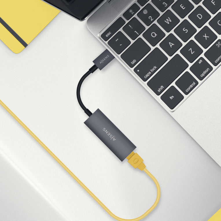 CABLE CONVERSOR AISENS USB3.1 GEN1 USB-C A ETHERNET GIGABIT GRIS 15CM - detalle