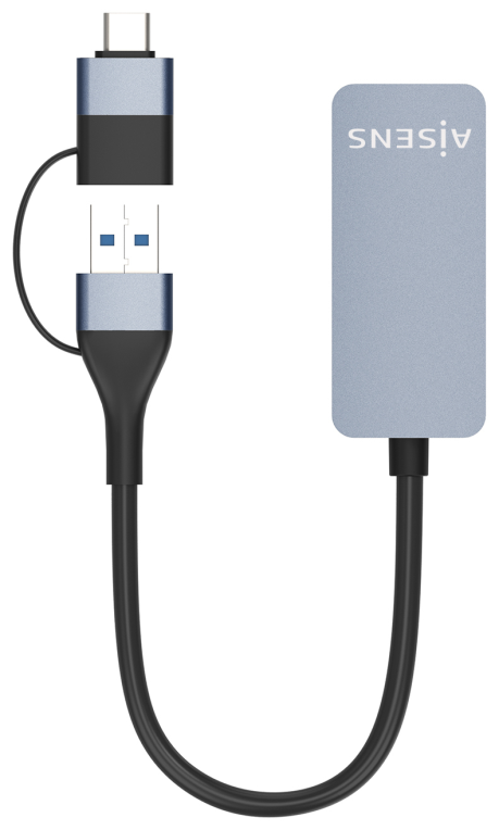 CABLE CONVERSOR AISENS USB3.2 GEN1 USB-A+USB-C A ETHERNET 2.5G GRIS 15CM - detalle