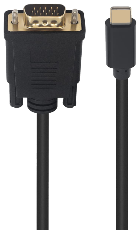 CABLE CONVERTIDOR EWENT USB-C A VGA MACHO 1080p/60Hz 1,8M - detalle