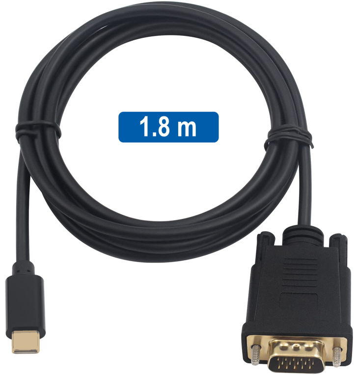 CABLE CONVERTIDOR EWENT USB-C A VGA MACHO 1080p/60Hz 1,8M - detalle