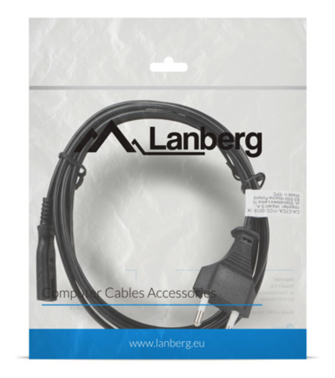 CABLE DE ALIMENTACION LANBERG OCHO CEE 7/16 A IEC320 C7 1.8M - detalle