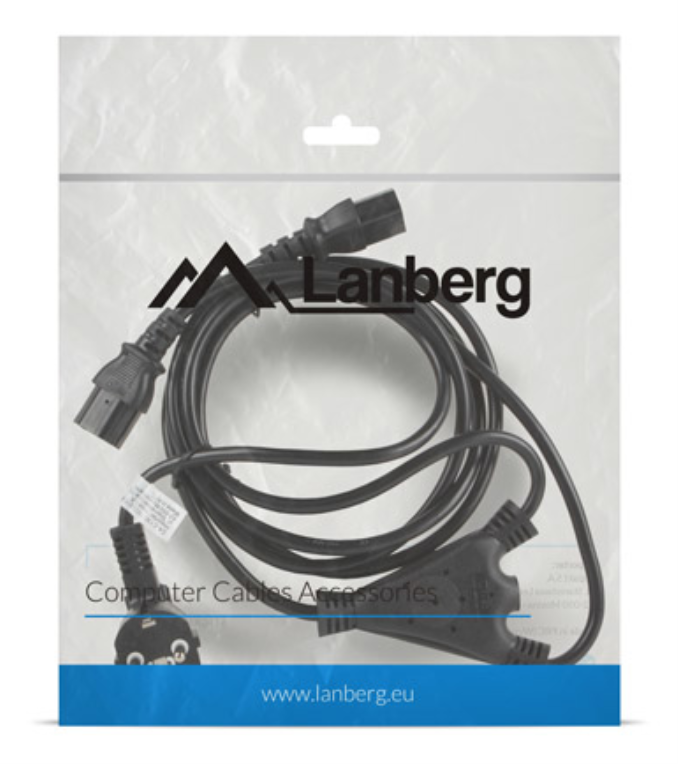 CABLE DE ALIMENTACION LANBERG SCHUKO CEE 7/7 A 2X IEC320 C13 2M - detalle