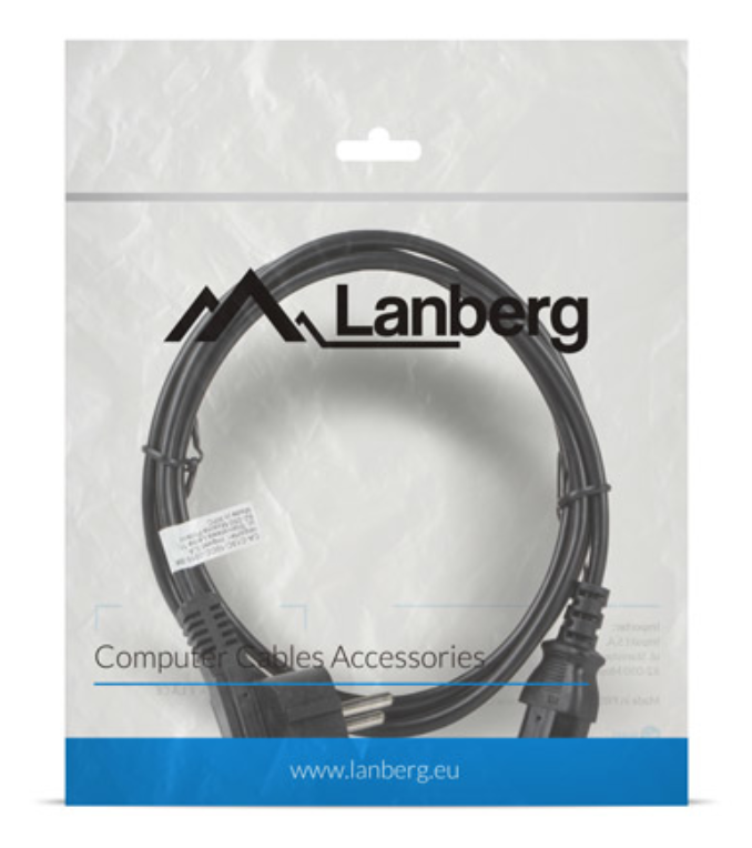 CABLE DE ALIMENTACION LANBERG SCHUKO CEE 7/7 A IEC320 C13 1.8M - detalle