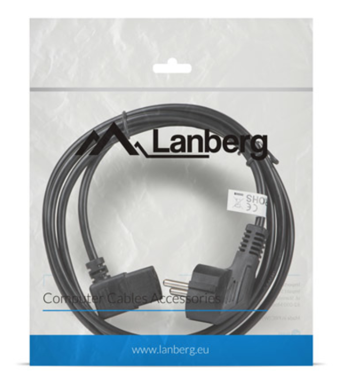 CABLE DE ALIMENTACION LANBERG SCHUKO CEE 7/7 A IEC320 C13 ACODADO 1.8M - detalle