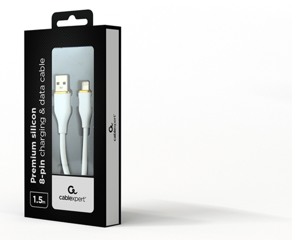 CABLE DE CARGA Y DATOS GEMBIRD DE SILICONA PREMIUM DE 8 CLAVIJAS 1,5 M BLANCO - detalle