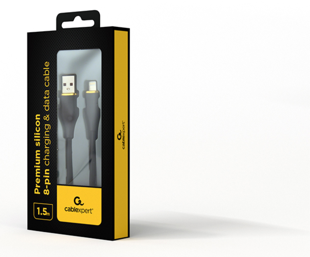 CABLE DE CARGA Y DATOS GEMBIRD DE SILICONA PREMIUM DE 8 CLAVIJAS 1,5 M NEGRO - detalle