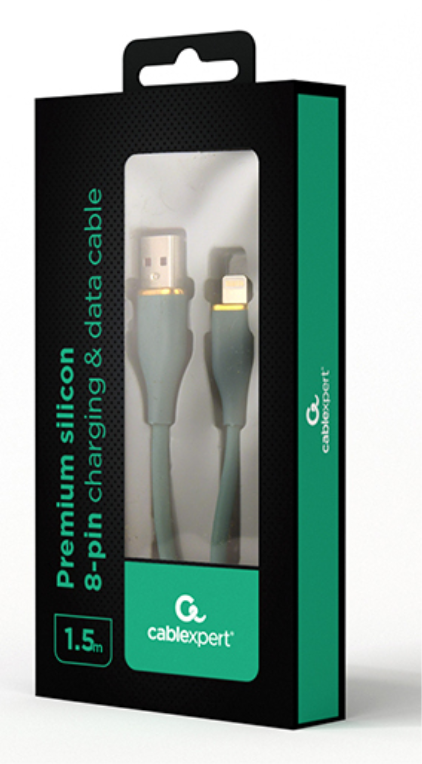 CABLE DE CARGA Y DATOS GEMBIRD DE SILICONA PREMIUM DE 8 CLAVIJAS 1,5 M VERDE - detalle