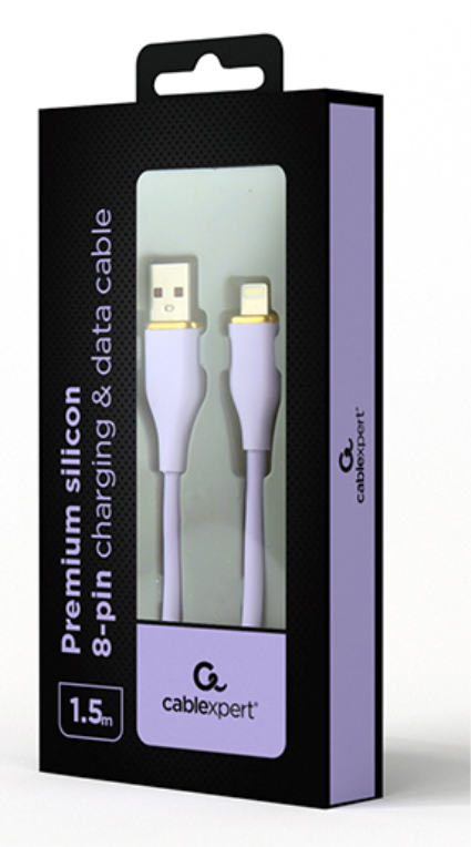 CABLE DE CARGA Y DATOS GEMBIRD DE SILICONA PREMIUM DE 8 CLAVIJAS 1,5 M VIOLETA - detalle