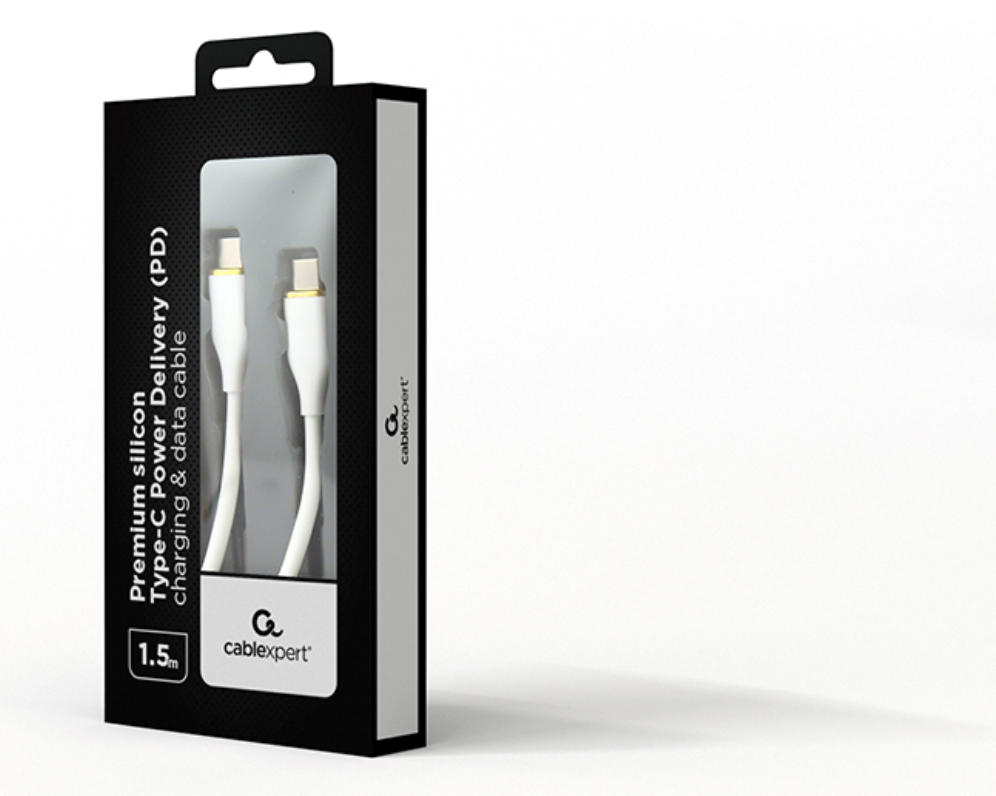 CABLE DE CARGA Y DATOS GEMBIRD (PD) TIPO-C SILICONA ALTA CALIDAD 1,5M BLANCO - detalle