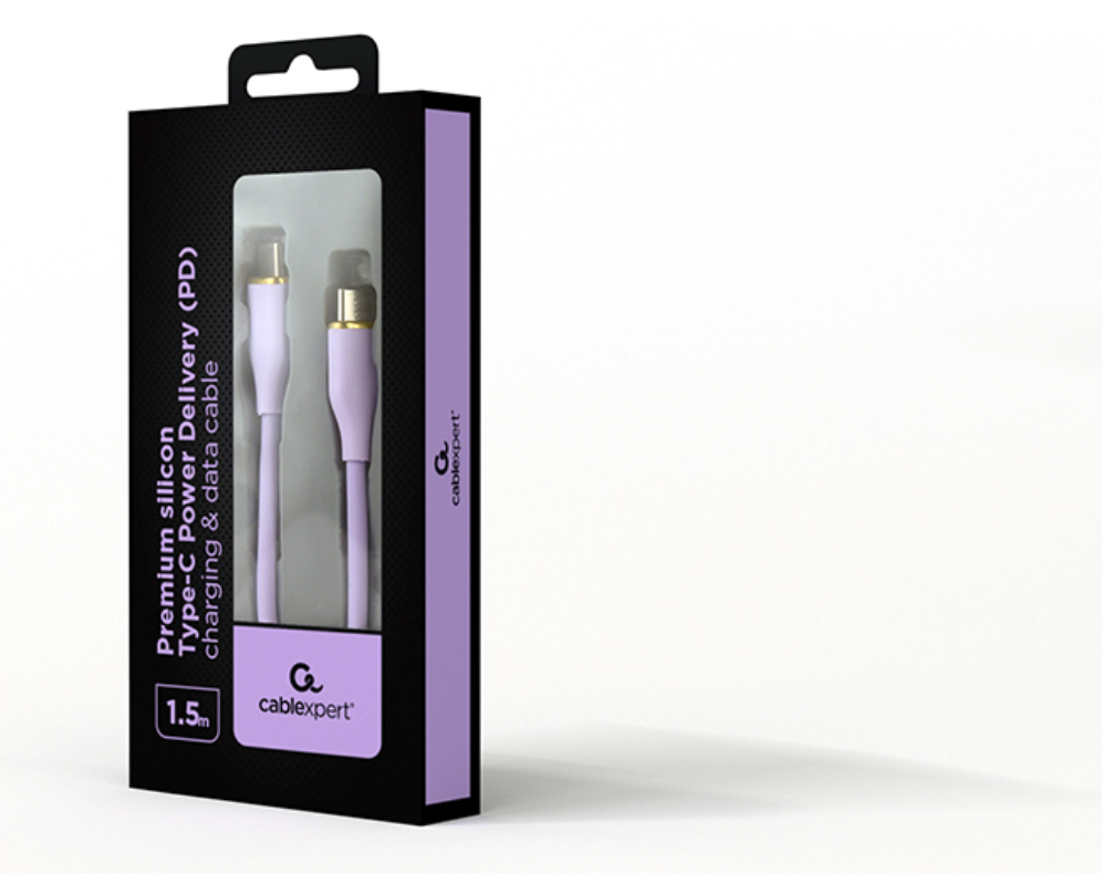CABLE DE CARGA Y DATOS GEMBIRD (PD) TIPO-C SILICONA ALTA CALIDAD 1,5M MORADO - detalle