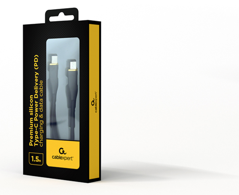 CABLE DE CARGA Y DATOS GEMBIRD (PD) TIPO-C SILICONA ALTA CALIDAD 1,5M NEGRO - detalle