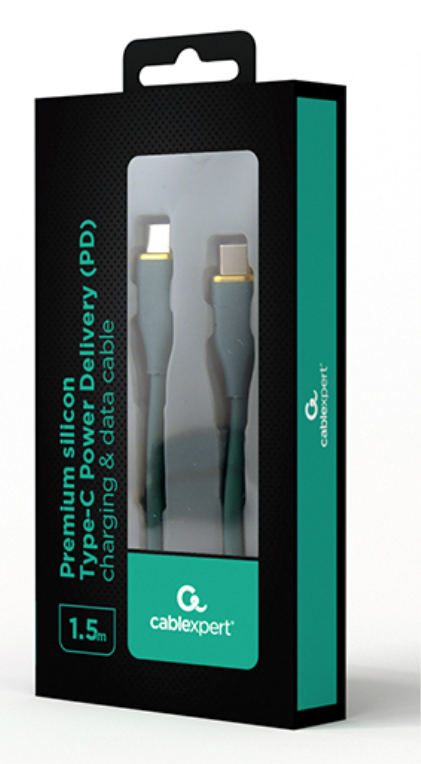 CABLE DE CARGA Y DATOS GEMBIRD (PD) TIPO-C SILICONA ALTA CALIDAD 1,5M VERDE - detalle