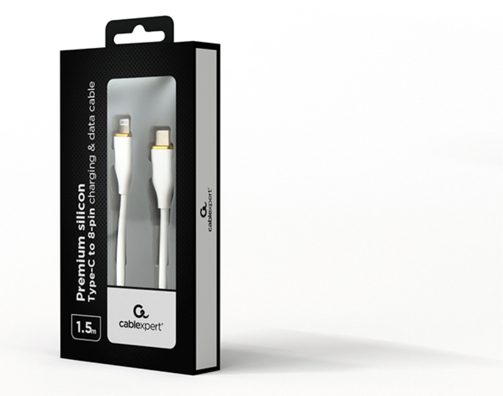 CABLE DE CARGA Y DATOS GEMBIRD USB TIPO-C A 8 CLAVIJAS 1,5 M BLANCO - detalle